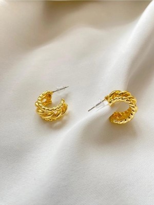 İlraysa Kadın Gold Sarmal Küpe