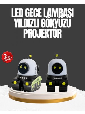 Pileli Store Çocuk Odası Için Müzikli ve Işıklı Robot Projektör