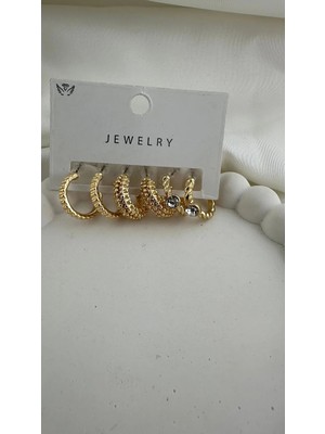 GREENSEA Kadın Gold 6 Lı Küpe Seti