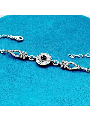 Tesbih Pasajı Sahra 925 Ayar Gümüş Oltu Taşlı Bileklik