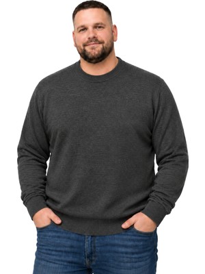 Battal Moda Erkek Büyük Beden Antrasit Bisiklet Yaka Kazak Xl-2xl-3xl-4xl