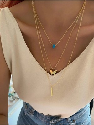 Pul Kelebek Kloye Üçlü Gold