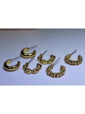 Mach Kadın Çelik Halka Küpe 6 Adet 3 Farklı Model