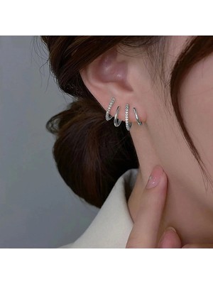 Nazlı Jewelry Zirkon Taşlı Altın Kaplama Pençe Küpe