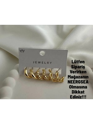 GREENSEA Kadın Çelik 6 Lı Küpe Seti