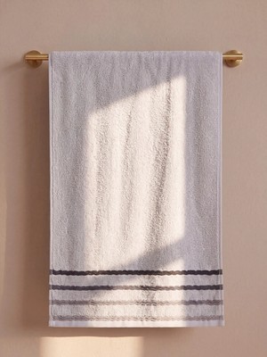 Lc Waikiki Yeni Sezon Gri Çizgili Pamuklu Yüz Havlusu 50X80 cm