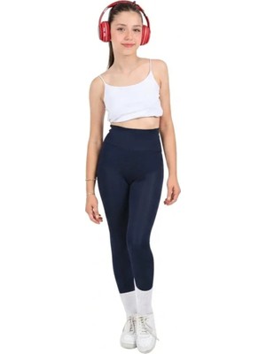 ERDEM KIDS Kız Çocuk Okul Yüksek Bel, Koşu, Yürüyüş, Casual, Spor, Atletik, Egzersiz, Fittness Tayt — Lacivert