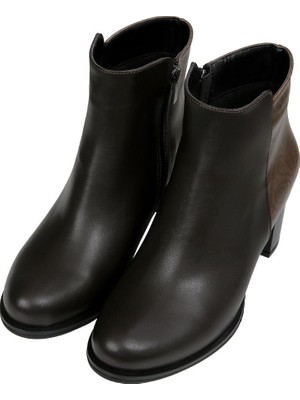 Dogo Kadın Vegan Deri Kahverengi Topuklu Bootie - Majestic Gold Brown Tasarım