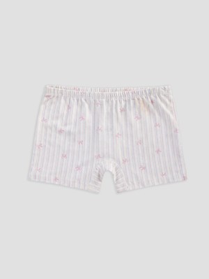 Lc Waikiki Yeni Sezon Ekru Çizgili ve Fiyonk Desenli Kız Çocuk Boxer