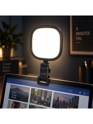 CoverZone 10W 120 LED Video Konferans Dolgu Işığı 3000-6000K 400 Lm 90RA 5V/2A Abs+Pc Klipsli Video Görüşme Aydınlatması | Saywin F-682A