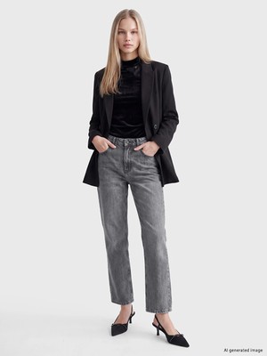 Lc Waikiki Yeni Sezon Gri Crop Flare Kadın Jean Pantolon