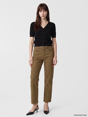 Lc Waikiki Yeni Sezon Haki Crop Flare Kadın Jean Pantolon