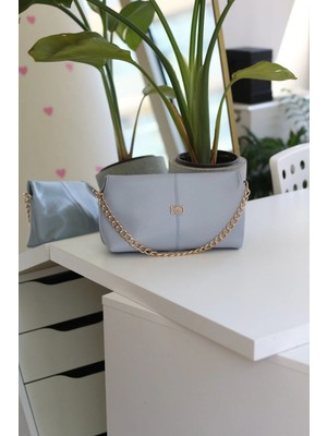 Moom Bag Kadın Mavi Zincir Detaylı Askılı Omuz Çantası