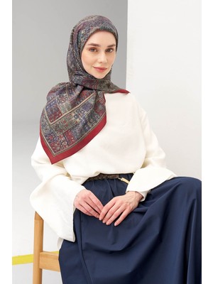 Silk Home Velora Eşarp Etnik Desen Bordo 90X90