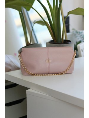 Moom Bag Kadın Pembe Zincir Detaylı Askılı Omuz Çantası