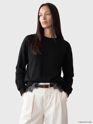 Lc Waikiki Yeni Sezon Siyah Dantel Detaylı Soft Touch Kadın Tunik