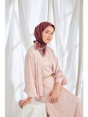 Silk Home Twill Ipek Eşarp Monogram Bordo