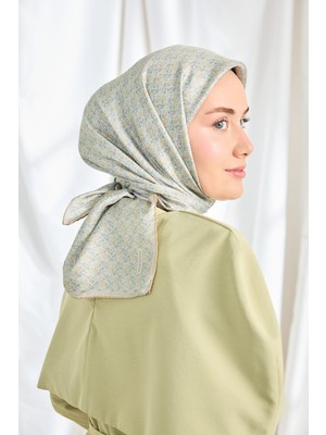 Silk Home Twill Ipek Eşarp Mini Bouquet Mavi Gri