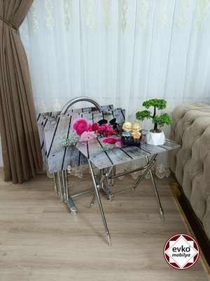 Evko Mobilya Çanta Zigon Sehpa, 4'lü Sehpa, Zigon Sehpa, Servis Sehpası, Camlı Sehpa, Katlanır Sehpa
