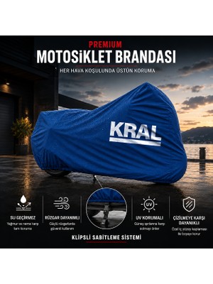 ULTRASHOP Kral Motor Ares 125 Mavi Motosiklet Branda Su Geçirmez Motor Branda