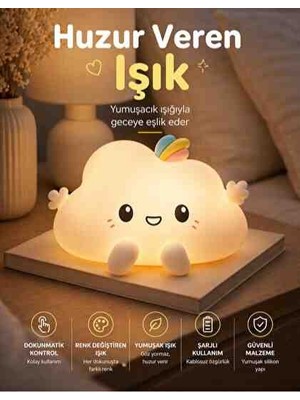 Bekoozzy Renkli Işıklı,yumuşak Silikon Gece Lambası Bulut Figürlü