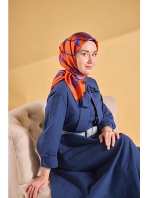 Silk Home Twill Ipek Detailed Belt Eşarp Turuncu 90X90
