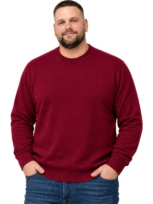Battal Moda Erkek Büyük Beden Bordo Bisiklet Yaka Kazak Xl-2xl-3xl-4xl