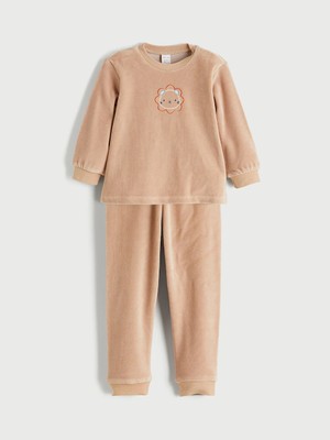 Lc Waikiki Yeni Sezon Kahverengi Çizgili Erkek Bebek Sweatshirt ve Pantolon 2'li