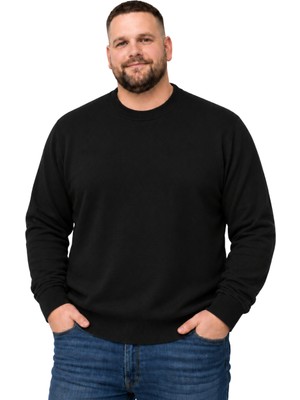 Battal Moda Erkek Büyük Beden Siyah Bisiklet Yaka Kazak Xl-2xl-3xl-4xl