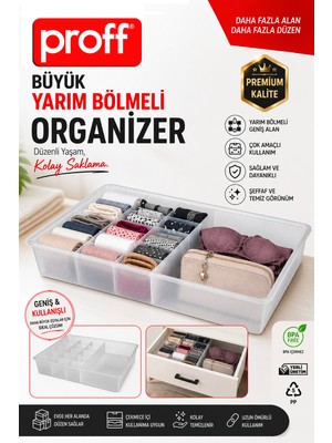 proff Büyük Boy Çok Amaçlı Dolap Içi Düzenleyici Takı Makyaj Çorap Organizer Kutu 49,2 cm x 33 cm