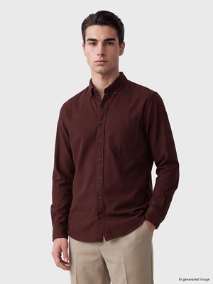 Lc Waikiki Yeni Sezon Bordo Regular Fit Gabardin Erkek Gömlek