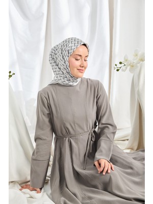 Silk Home Twill Ipek Eşarp Geometrik Gümüş
