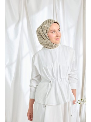 Silk Home Twill Ipek Eşarp Geometrik Küf Yeşili
