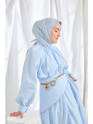 Silk Home Twill Ipek Eşarp Micro Kare Mavi