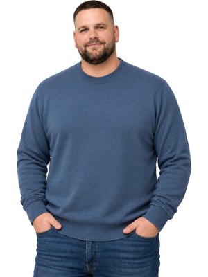 Battal Moda Erkek Büyük Beden Indigo Bisiklet Yaka Kazak Xl-2xl-3xl-4xl
