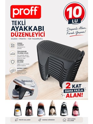 proff 10 Adet Pratik Ayakkabı Düzenleyici - Tüm Ayakkabı Tiplerine Uygun Dolap Içi Organizer