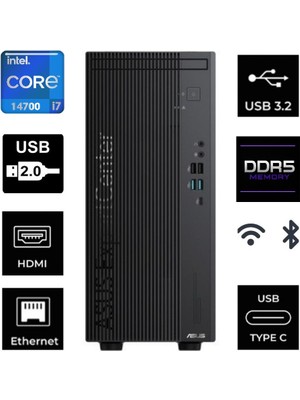 Asus Expertcenter I7 14700 D700-KA066 128GB 2tb+2tb Gt 740 4gb Freedos Masaüstü Bilgisayar