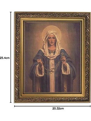 Store Ilham Verici Çerçeveli Baskı Our Lady Of The Rosary, 11WX135H, Kahverengi