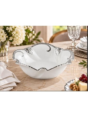 Roykıng Camelıa Gümüş Yuvarlak Salata Kase 26X6