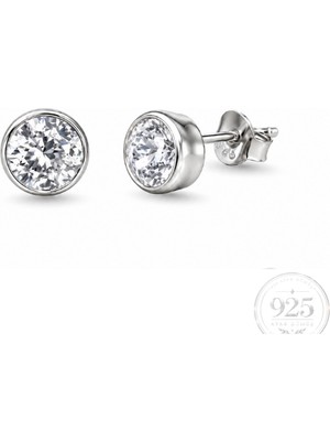 Servi 925 Ayar Gümüş Pure Light 4 mm Zirkon Taşlı Tektaş Küpe