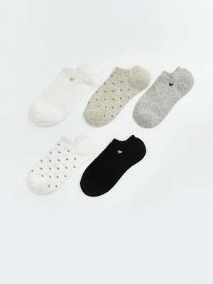 Lc Waikiki Yeni Sezon Ekru Desenli Kadın Sneaker Çorap 5'li