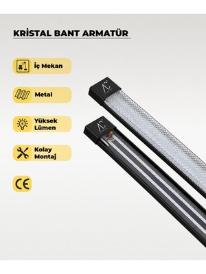 AC Aydınlatma 60W Siyah Kristal LED Bant Armatür 6500K Beyaz Işık – 120 cm