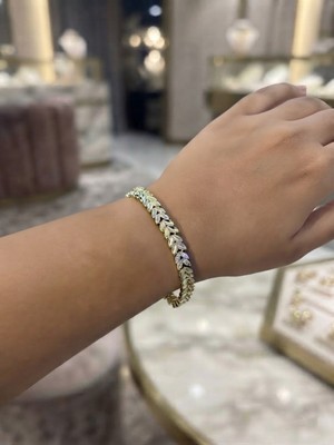 Celikchi Xuping Kadın Yaprak Tasarım Taş Detay Çelik Bileklik