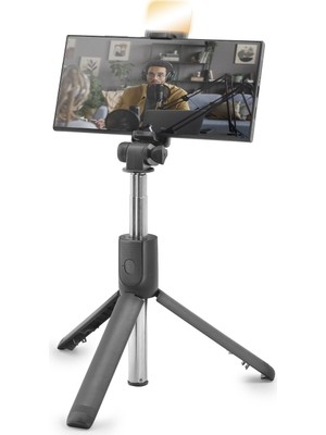 Skygo Telefon Tripodu Ve Selfie Çubuğu Led Bluetooth Kumandalı 69 Cm Siyah ND1038