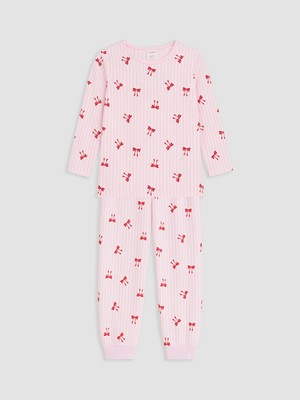 Lc Waikiki Yeni Sezon Pembe Desenli Kız Çocuk Pijama Takımı