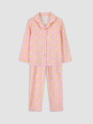 Lc Waikiki Yeni Sezon Pembe Desenli Kız Çocuk Pijama Takımı