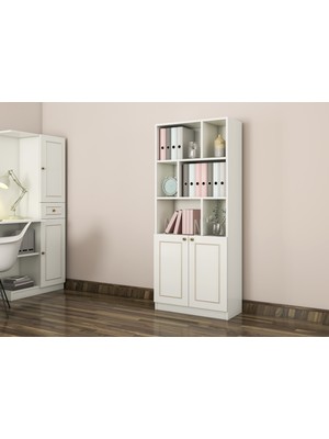 Rabi Mobilya Gold Country Kitaplık Beyaz Suntalam Malzemeden 180 cm Yükseklik 70 cm Genişlik