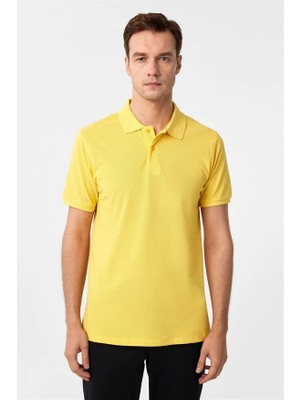 Süvari Sarı Slim Düğmeli Polo Yaka Tişört