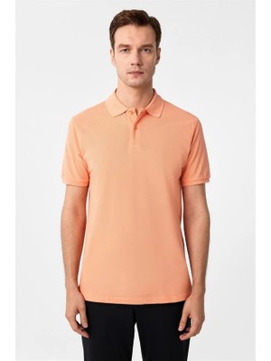 Süvari Sütlü Kahve Slim Düğmeli Polo Yaka Tişört