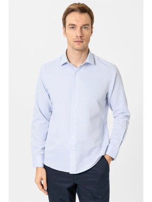 Süvari Buz Mavi Slim Klasik Yaka Casual Gömlek